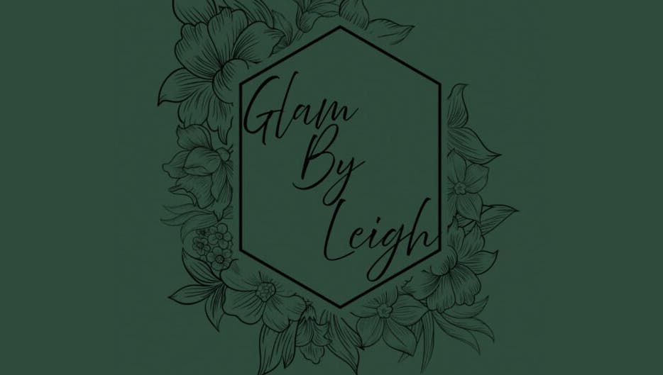 Glam By Leigh logo with elegant floral design, located in Washington, Utah, US.