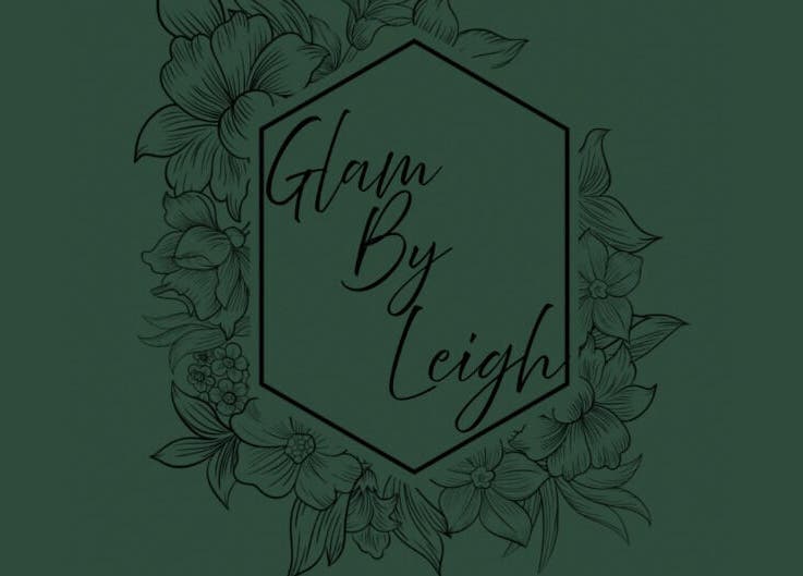 Glam By Leigh logo with elegant floral design, located in Washington, Utah, US.