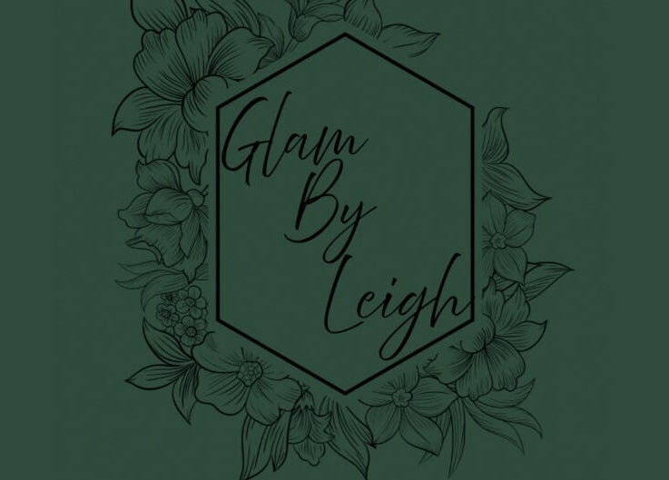 Glam By Leigh logo with elegant floral design, located in Washington, Utah, US.