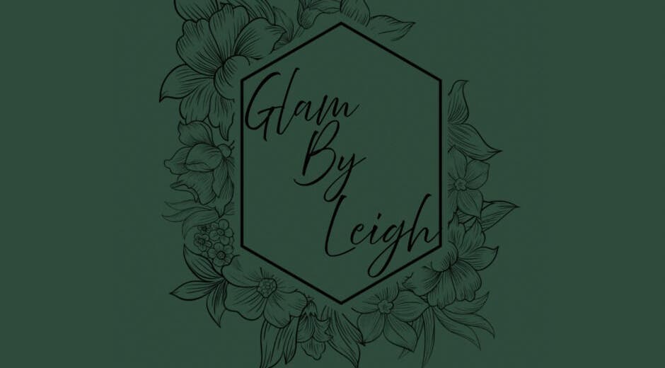 Glam By Leigh logo with elegant floral design, located in Washington, Utah, US.