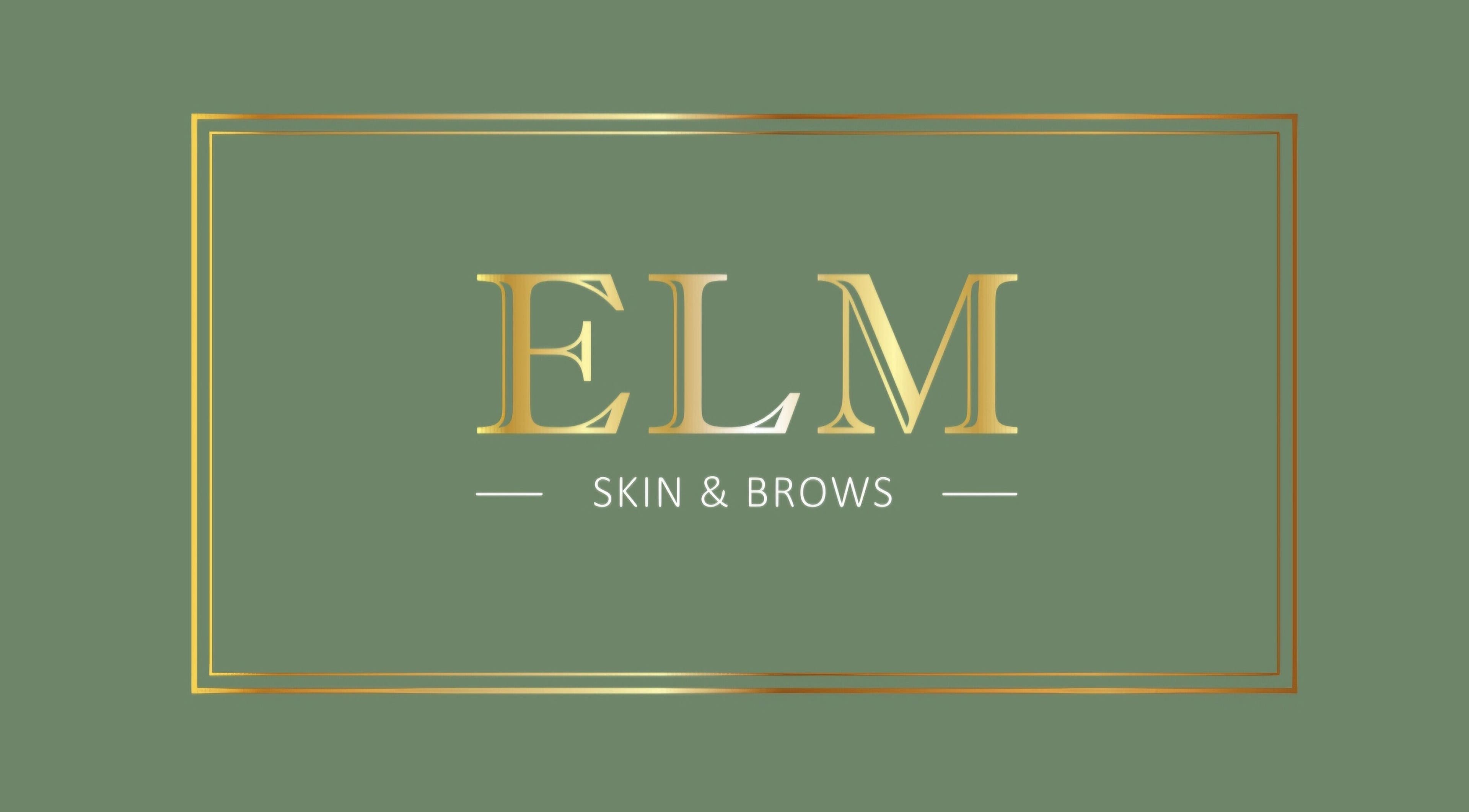 ELM Skin & Brows logo on a green background, Llantwit Major, Wales, GB.