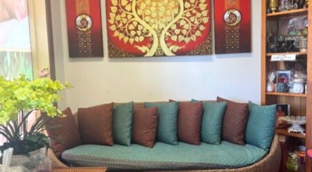 Relaxing lounge area at Remedial Massage & Spa Centre, North Richmond, New South Wales, AU with vibrant decor.