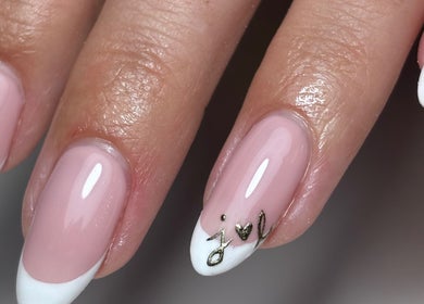 French manicure with gold accent at Nails By Ellise, Airdrie, Scotland, GB.