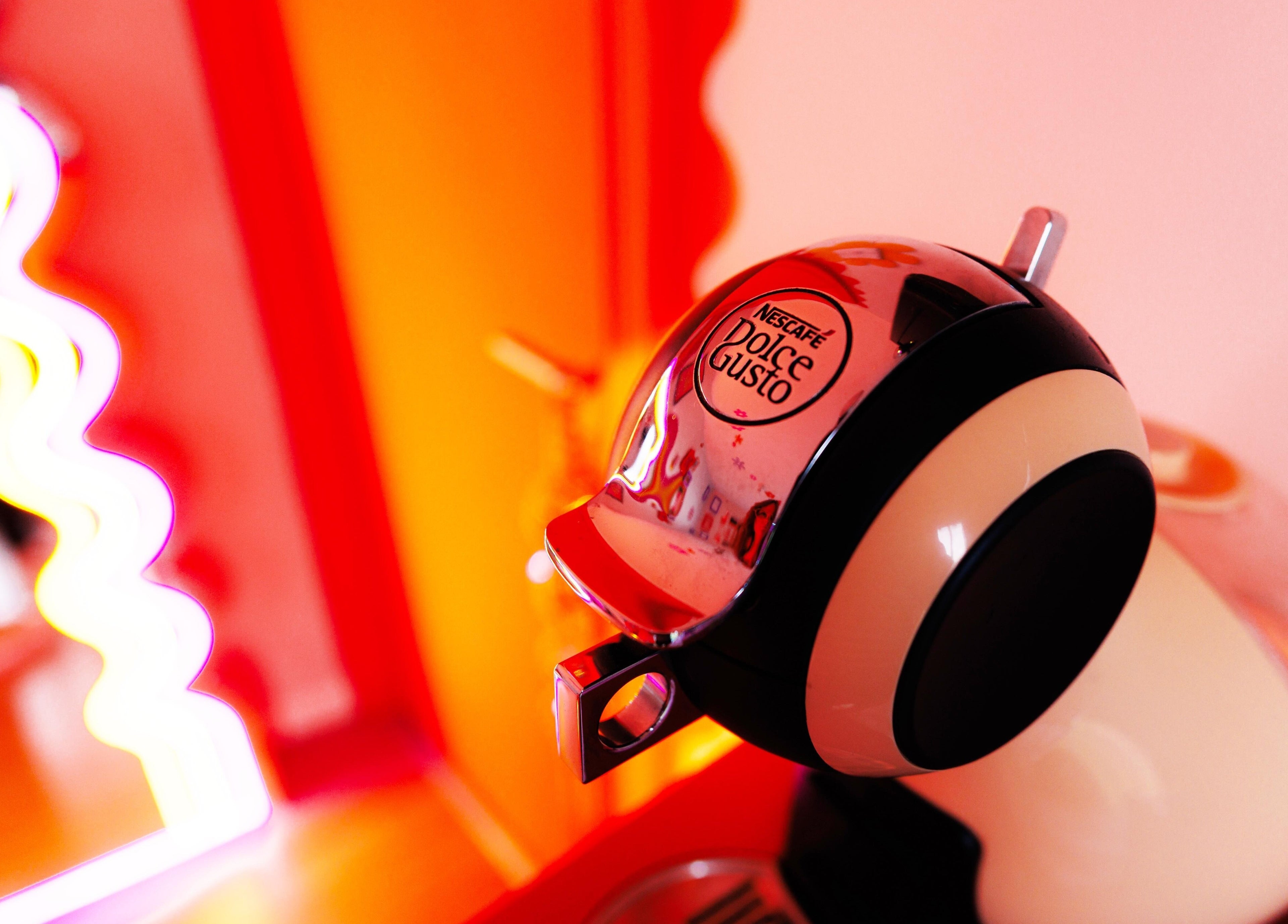 Stylish coffee machine at Bobby Dazzler Nails, Winlaton, England, GB. Perfect touch of modern decor.