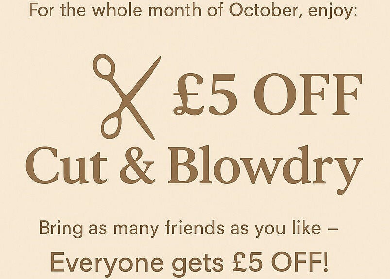 £5 off cut and blowdry offer at Hair by Caitlin Marie, Newport, Wales, GB for October.