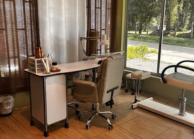 Cozy nail salon workspace at Sunset Body Works, Uvita, Provincia De Puntarenas, CR.