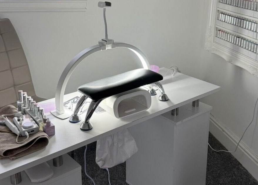 Modern nail station at Jewels Not Tools by Amy, Newton Mearns, Scotland, GB, showcasing elegant decor.