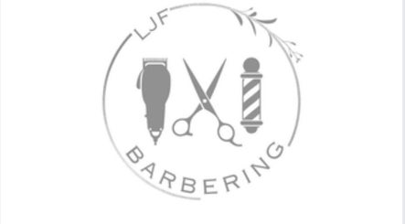 LJF Barbering logo at The Deben Retreat in Debenham, England, GB, showcasing barber tools.