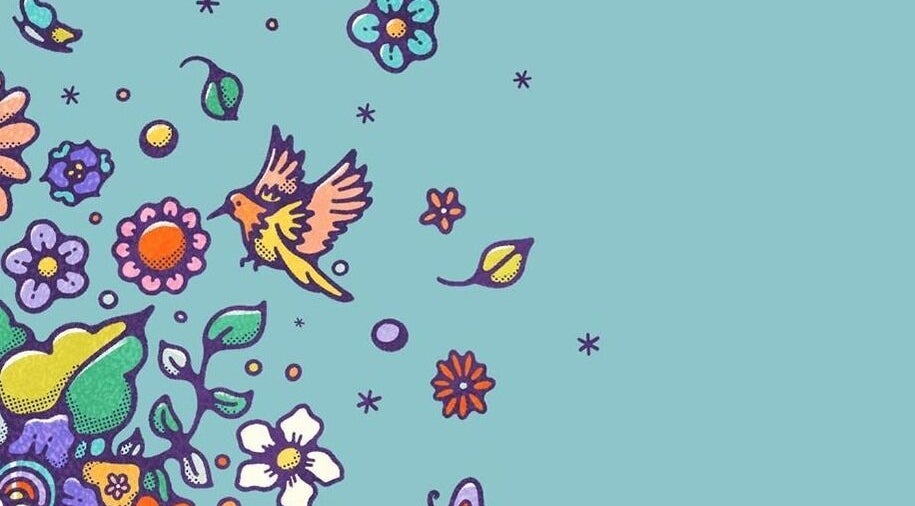 Colorful floral design with a bird at Ashley Nash|| Positive Mindset|| Counselling Psychologist in Bridgetown, Saint Michael, BB.