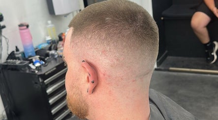 Close-up of a sharp haircut at Aspect Male Grooming in Dublin, County Dublin, IE.