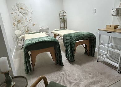 Peaceful treatment room with twin massage beds at LivSkin, Gqeberha, Eastern Cape, ZA.