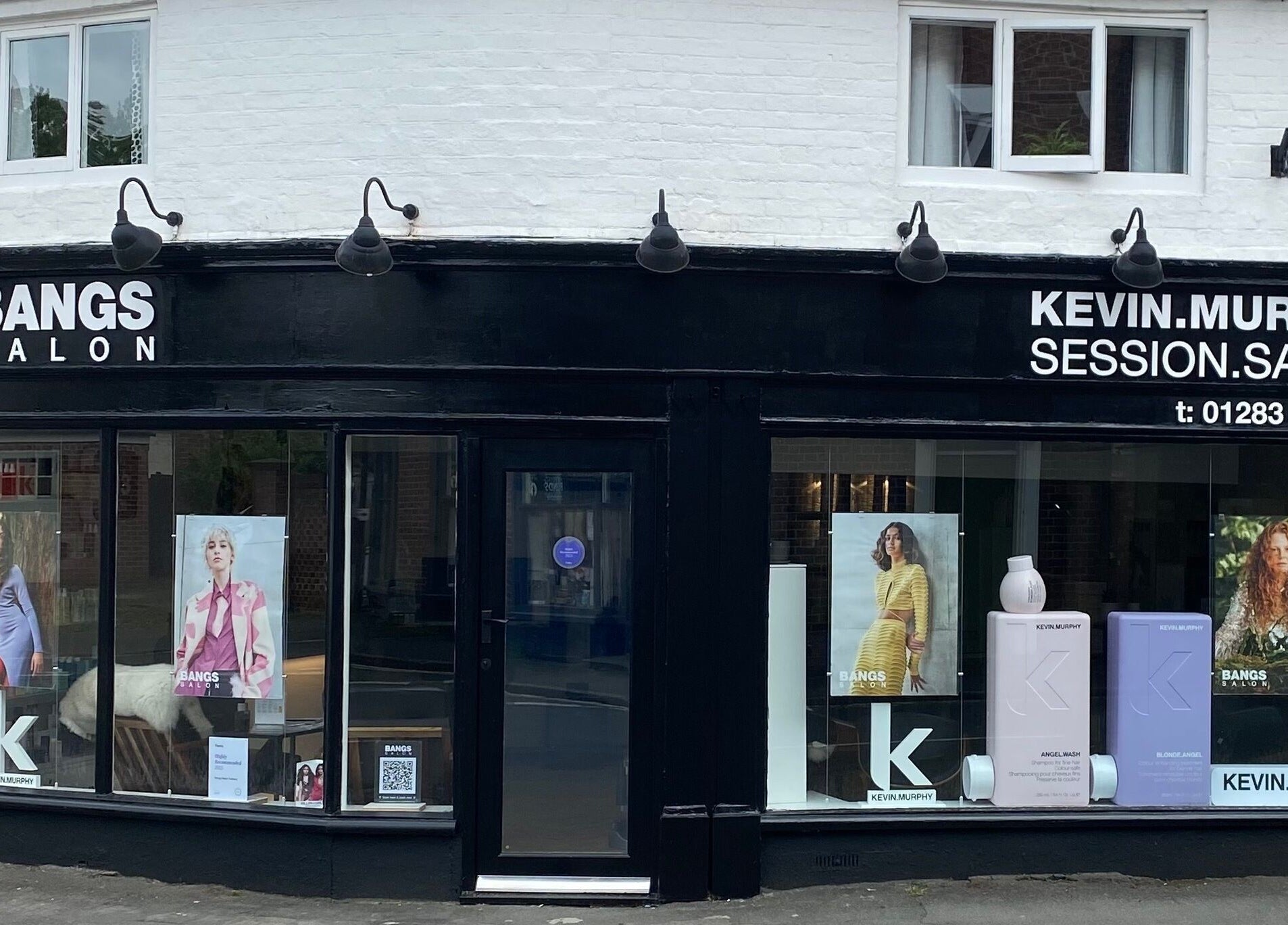 Exterior view of Bangs Salon Tutbury, showcasing its stylish facade in Tutbury, England, GB.