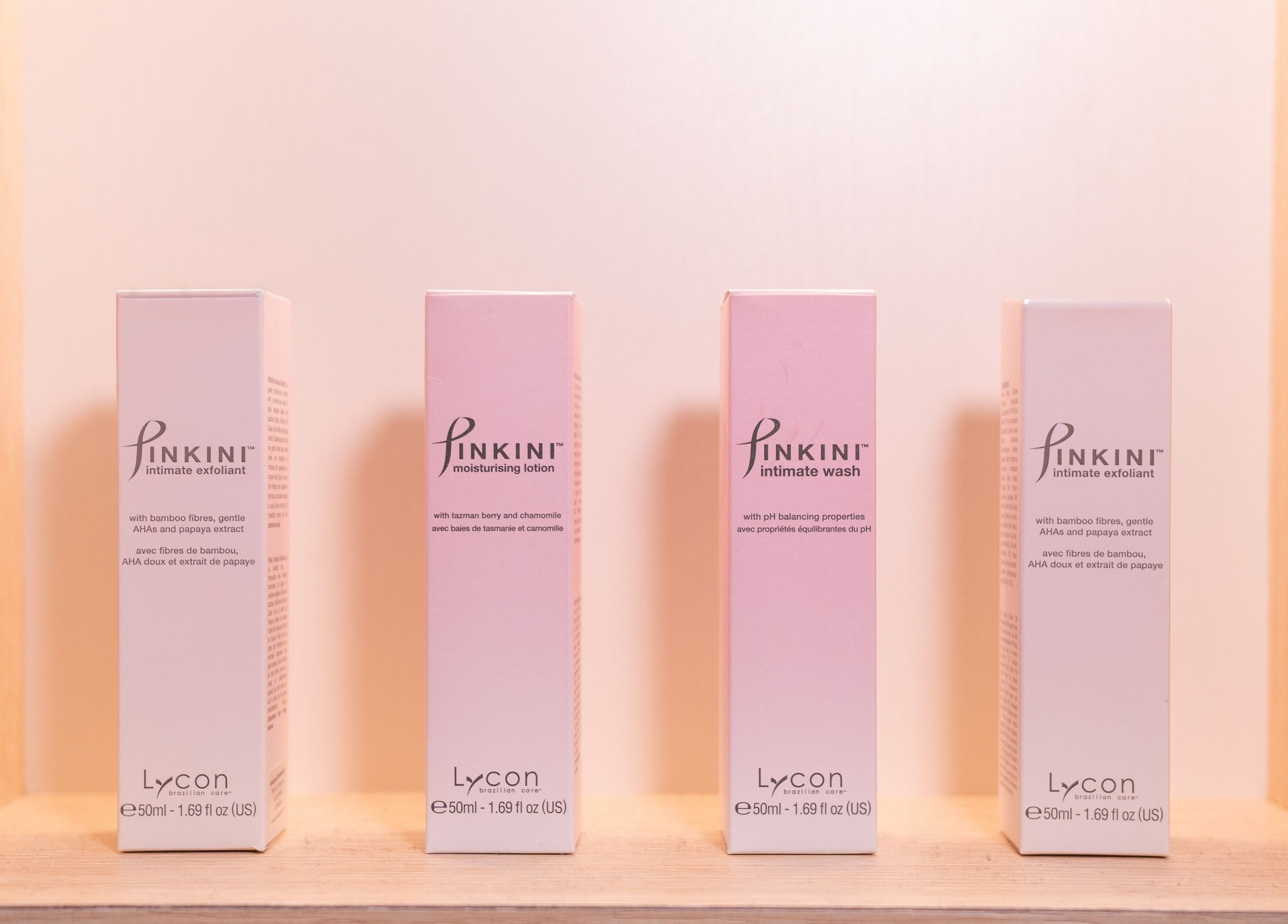 Skincare products on display at Wax Factor Tanjong Pagar, Singapore, Singapore, SG. Elegant and inviting arrangement.