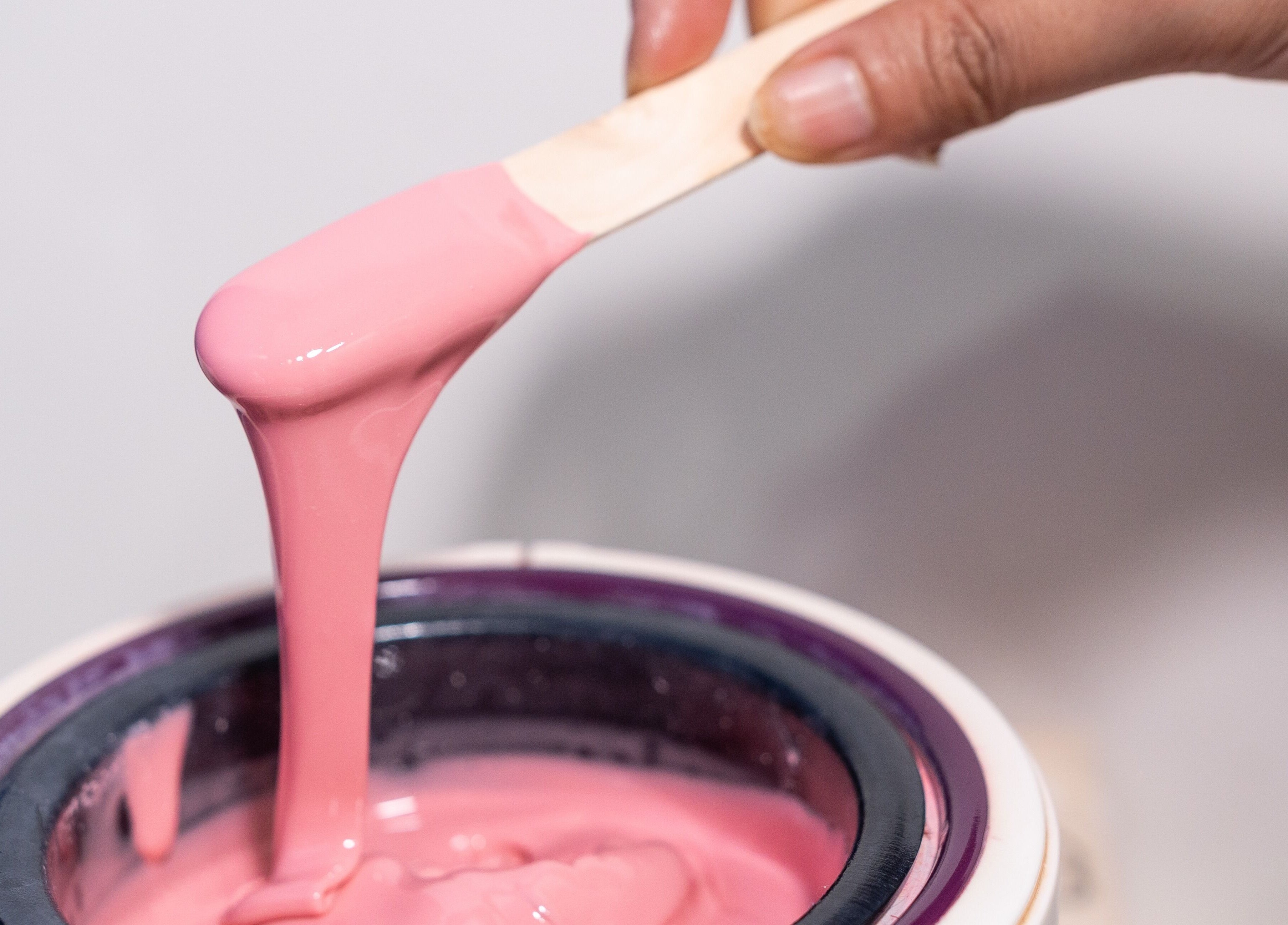 Pink wax ready for use at Wax Factor Orchard Central, Singapore, Singapore, SG.