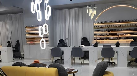 Modern nail studio at Shatha Beauty & Spa - Khorfakkan, Khor Fakkan, Sharjah, AE with sleek decor and seating.