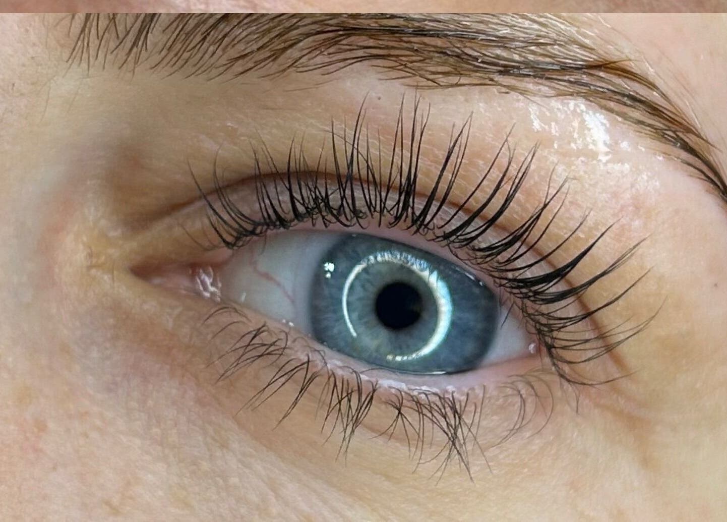 Close-up of enhanced lashes at The Beauty Bar by Phoebe @ Groombridge, Groombridge, England, GB.