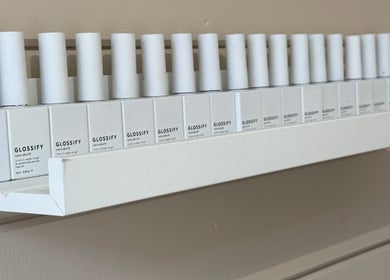 Glossy nail polish bottles at Nails By Jess, Shireoaks, England, GB.