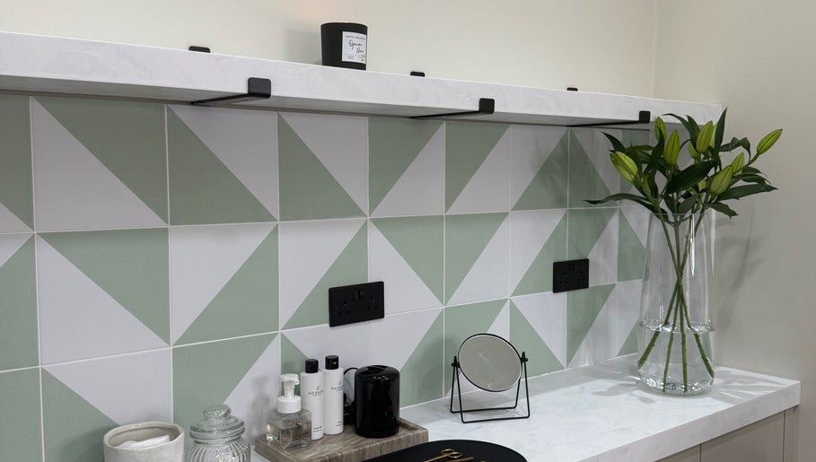 Megan Dixon's serene spa corner with elegant decor in Boston Spa, England, GB.