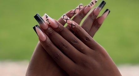 Stylish black-tipped nails at Noelin Artistry Studio, Pretoria, Gauteng, ZA.