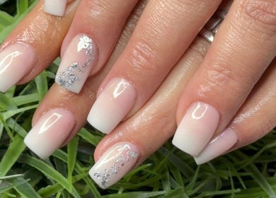 Elegant nail art with silver accents at Noelin Artistry Studio, Pretoria, Gauteng, ZA.