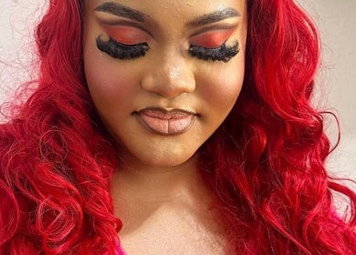 Elegant makeup with bold red hair at Noelin Artistry Studio, Pretoria, Gauteng, ZA.