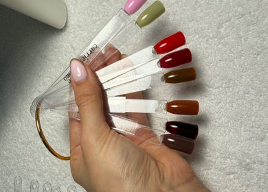 Colorful nail polish palette at BAJE STUDIO, Burgess Hill, England, GB.
