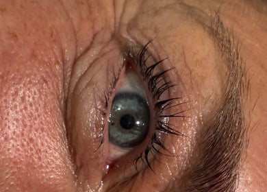 Close-up of expertly lifted lashes at Lash Lift Lounge, East Peckham, England, GB.