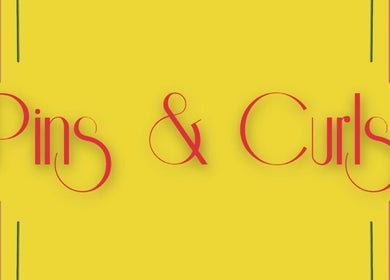 Colorful Pins & Curls logo design at Weston-super-mare, England, GB.