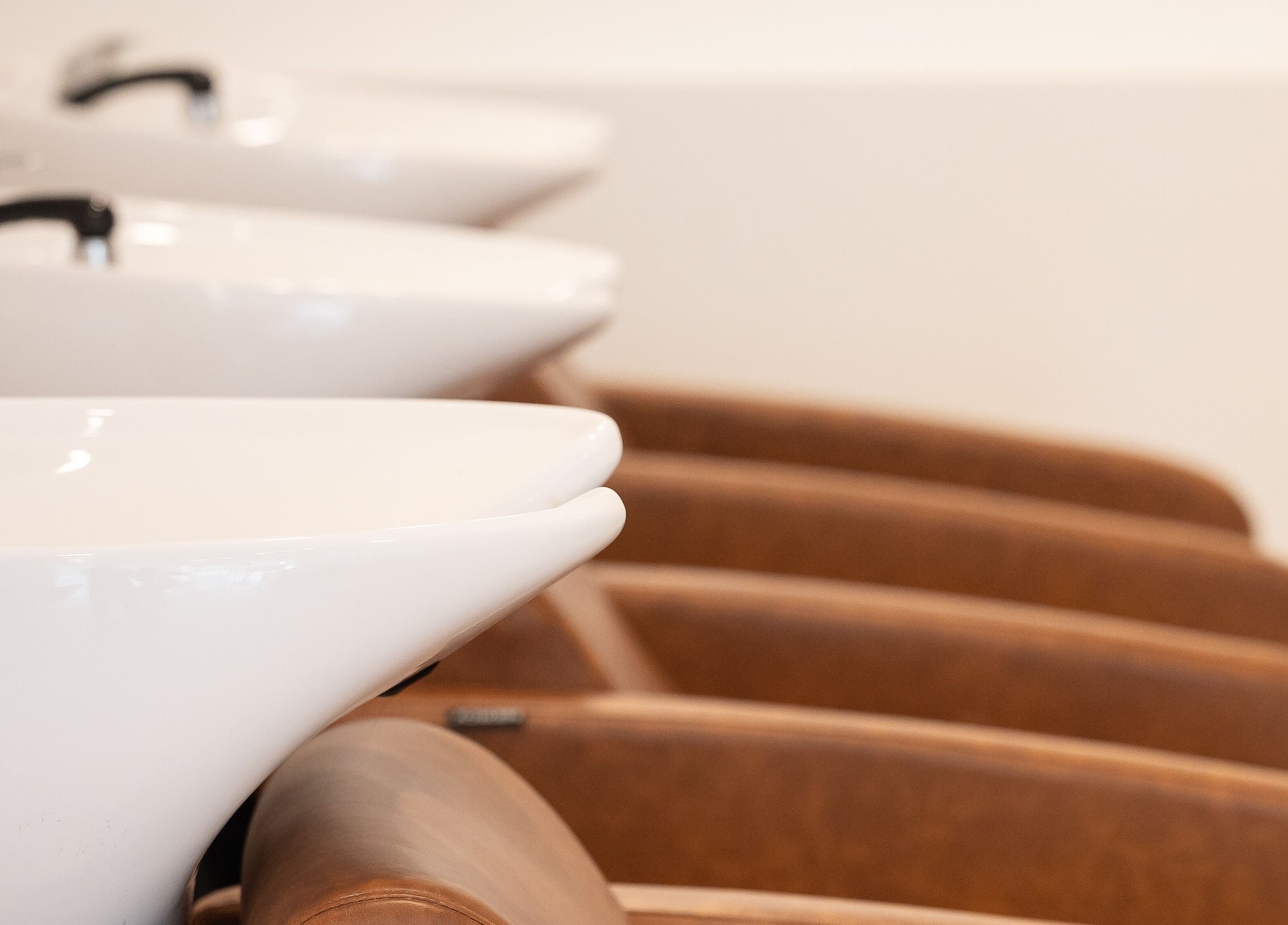 Luxurious salon wash basins at Cocoon Hair, Bracken Ridge, Queensland, AU.