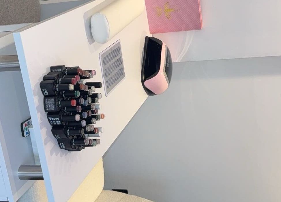 Nail polish display at Honey’s Haven, Rotherham, England, GB, showcasing a variety of colors.