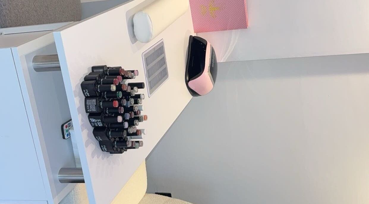 Nail polish display at Honey’s Haven, Rotherham, England, GB, showcasing a variety of colors.