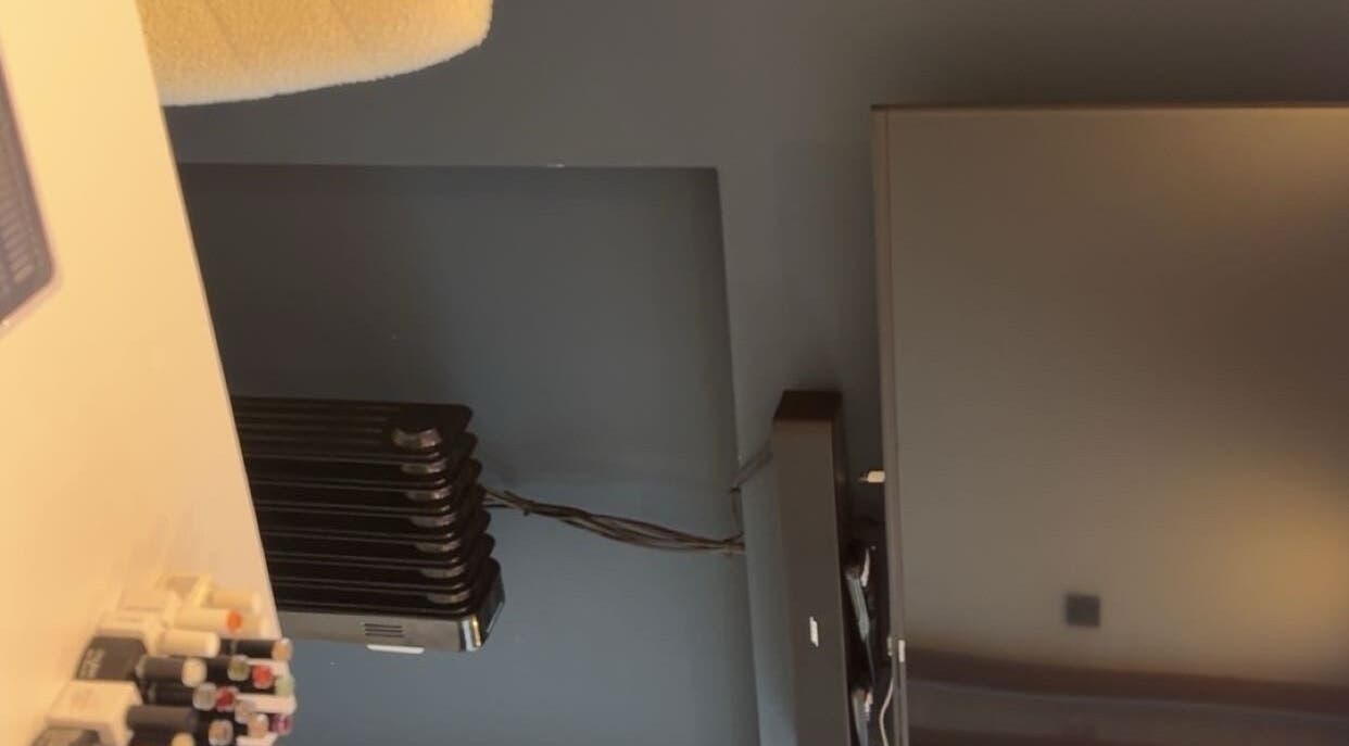 Modern cozy wall with shelf at Honey’s Haven, Rotherham, England, GB, featuring nail polish collection.