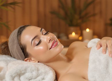 Relaxing spa therapy at Valura Spa, Daerah Istimewa Yogyakarta, ID, surrounded by soft candlelight.