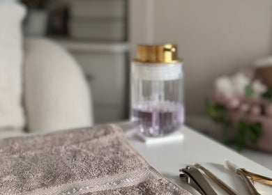 Relaxing spa tools and towel at The Gloss Room MCR, Stockport, England, GB, creating a serene ambiance.