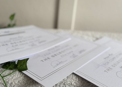 Certificates displayed at The Gloss Room MCR, Stockport, England, GB, showcasing achievements.