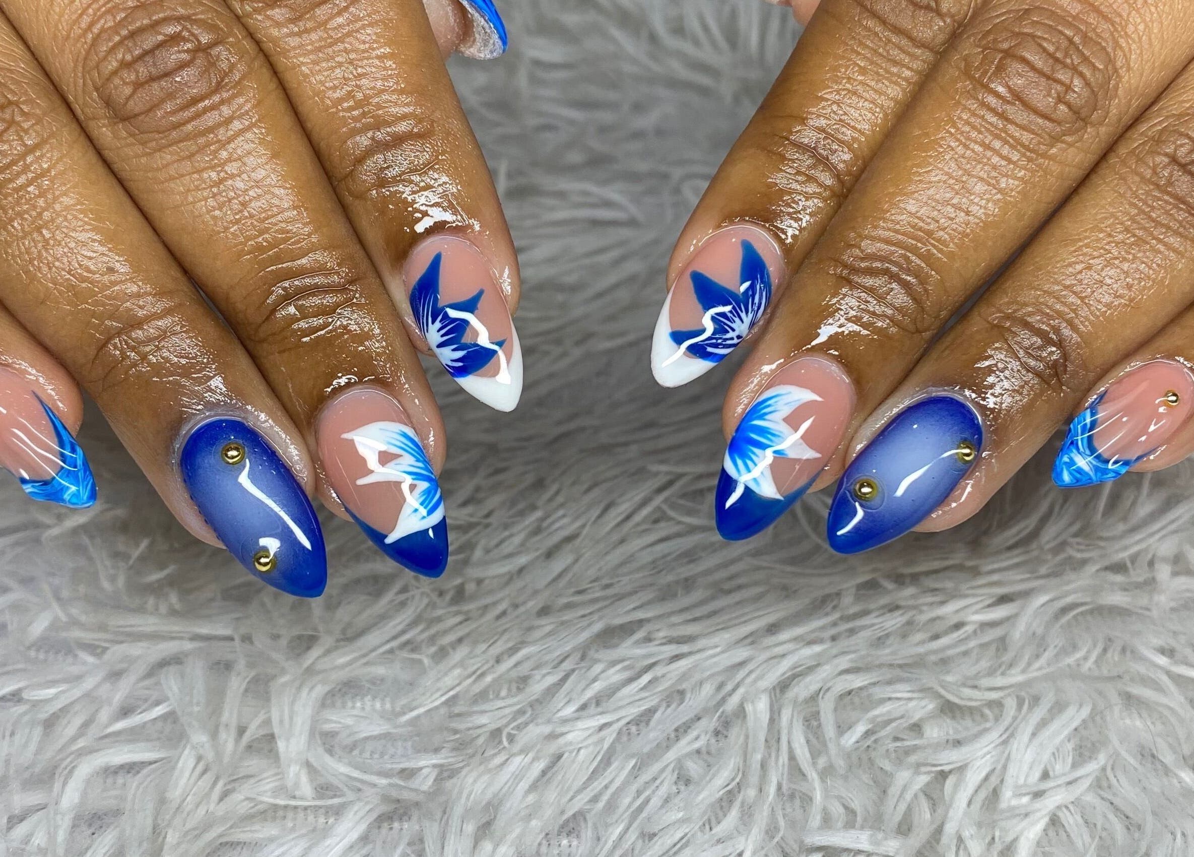 Vibrant ocean-themed nail art at your.gelplug, Cape Town, Western Cape, ZA.