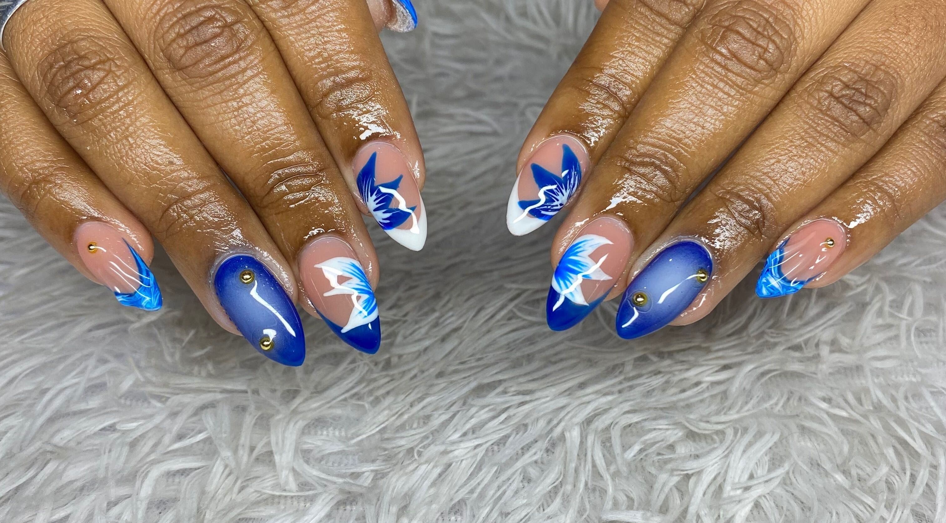 Vibrant ocean-themed nail art at your.gelplug, Cape Town, Western Cape, ZA.