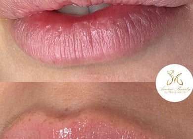Transformación de labios con brillo en Amani Beauty by Maria Garcia, Tías, Canarias, ES.