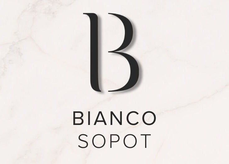 Logo Bianco Beauty Sopot na tle marmuru w Sopot, Województwo Pomorskie, PL.
