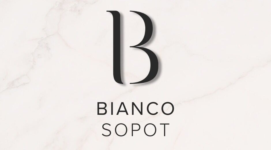 Logo Bianco Beauty Sopot na tle marmuru w Sopot, Województwo Pomorskie, PL.