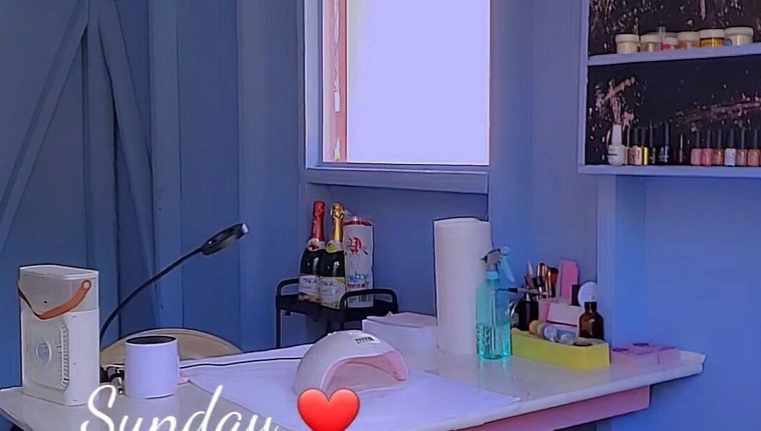 Cozy nail station at Beauty by Nicole, Grange Hill, Westmoreland Parish, JM with tools and decor.