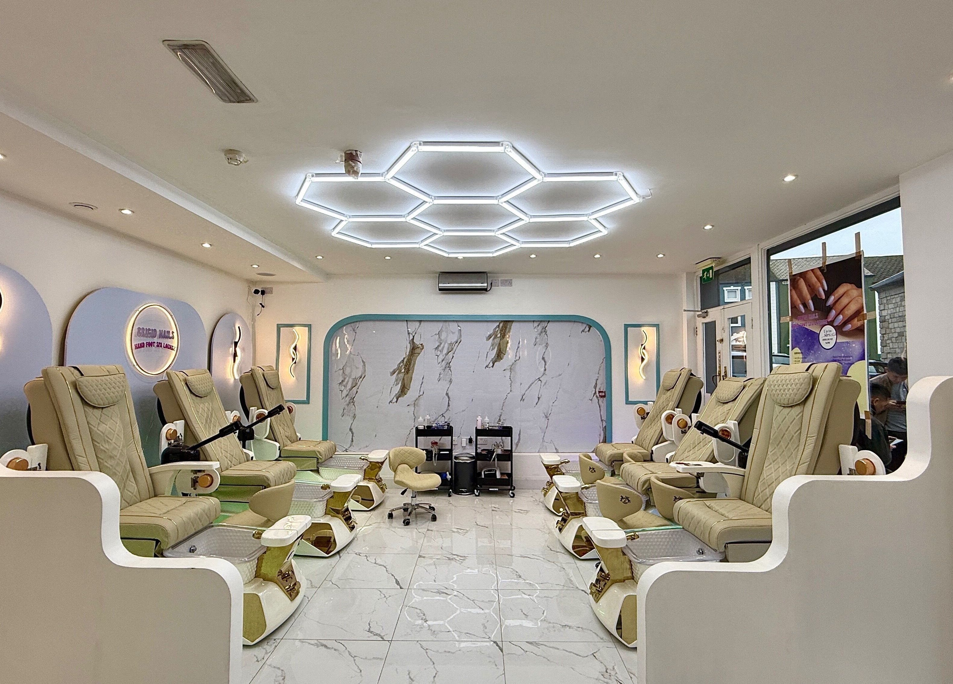 Experience luxury at Brigid Nails, a serene space in Monaghan, County Monaghan, IE with plush pedicure chairs.