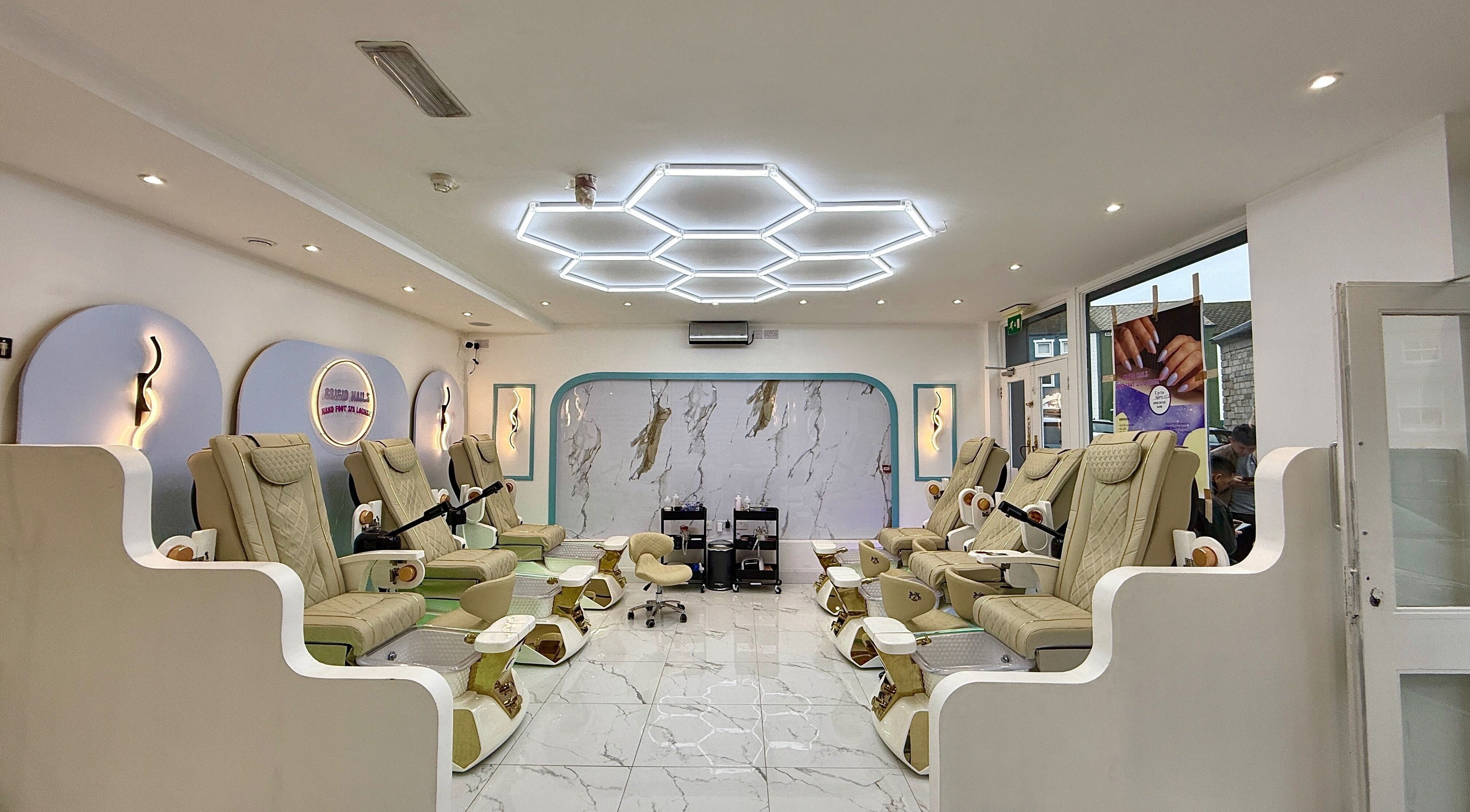 Experience luxury at Brigid Nails, a serene space in Monaghan, County Monaghan, IE with plush pedicure chairs.