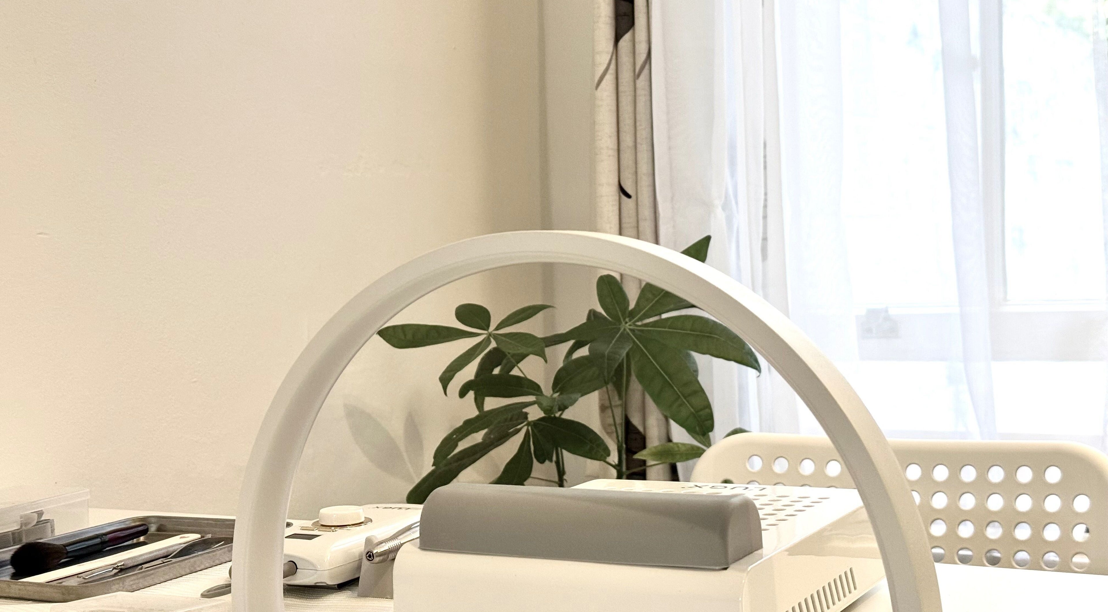 Tatabeautyhouse workspace in Canterbury, England, GB with tools and leafy plant.