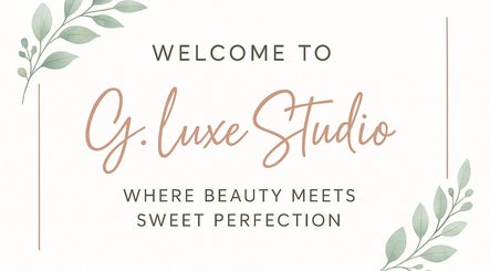 Welcome sign at G.luxeStudio, Christ Church, BB, showcasing elegance in beauty and wellness.