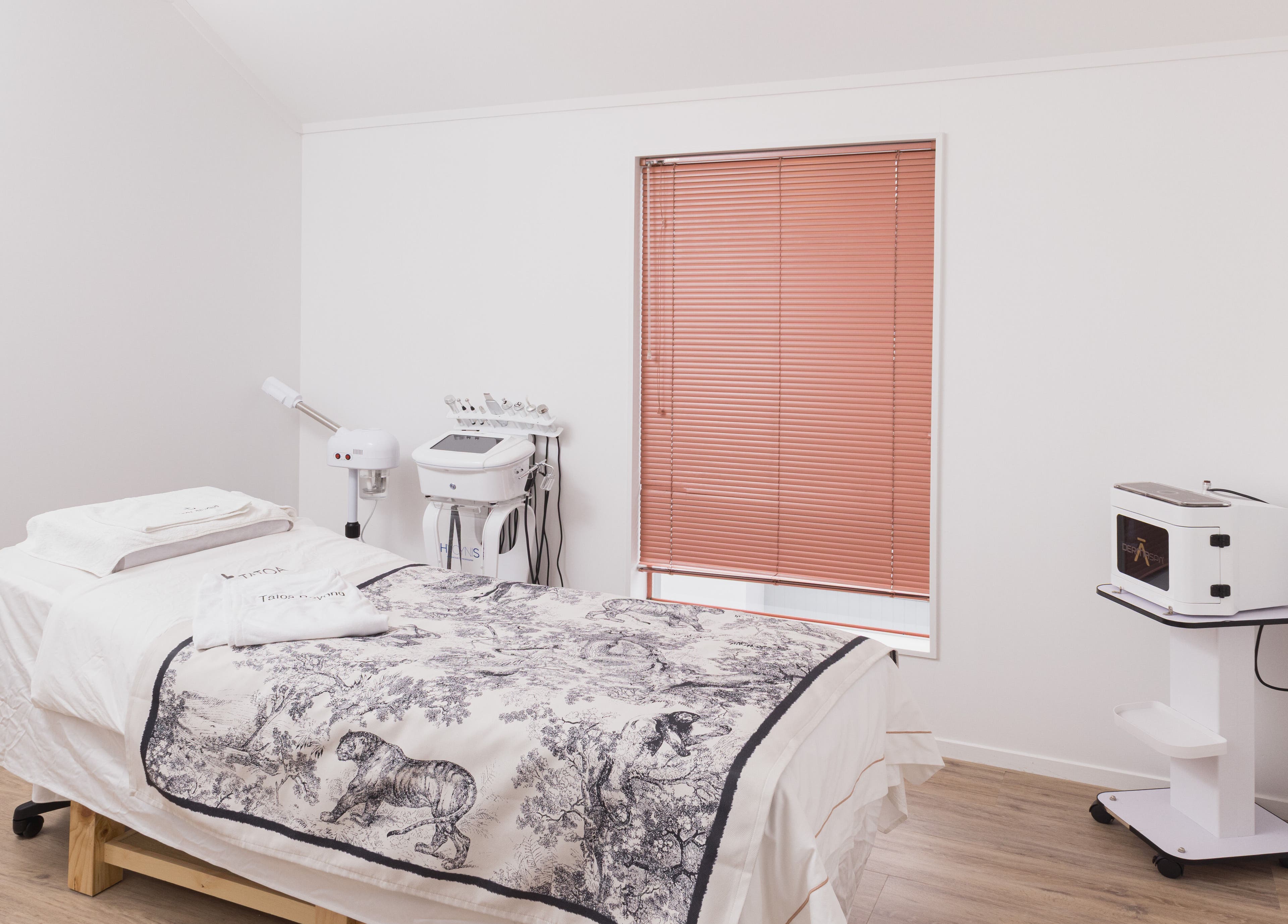 Relaxing spa room at Tatoa Beyond (Hamilton), featuring massage bed and equipment, Hamilton, Waikato Region, NZ.