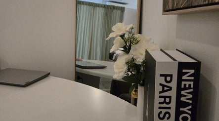 Elegant workspace with flowers at Stellar beauty and spa, Surfers Paradise, Queensland, AU.