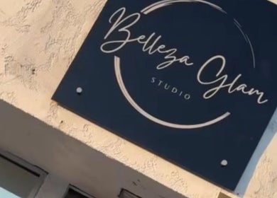Belleza Glam Studio sign, home to Virginia’s Beauty Creations in South Gate, California, US.