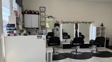 Belleza Glam Studio interior with modern styling chairs and mirrors in South Gate, California, US.