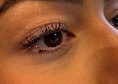 Close-up of elegant eyelash extensions at KBeauty, Melbourne, Victoria, AU.